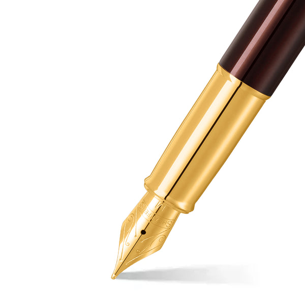 Load image into Gallery viewer, Sheaffer 100 E9370 Glossy Coffee Brown With PVD Gold-Tone Trim Fountain Pen (WW30)