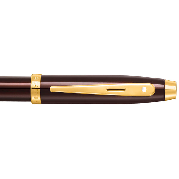 Load image into Gallery viewer, Sheaffer 100 E9370 Glossy Coffee Brown With PVD Gold-Tone Trim Fountain Pen (WW30)