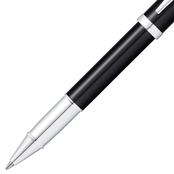 이미지를 갤러리 뷰어에 로드 , Sheaffer 100 E9338 Rollerball Pen - Glossy Black Lacquer with Chrome Plated Trims