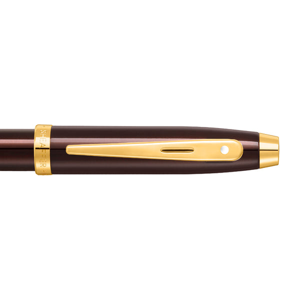 Load image into Gallery viewer, Sheaffer 100 E9370 Glossy Coffee Brown With PVD Gold-Tone Trim Rollerball Pen (WW30)