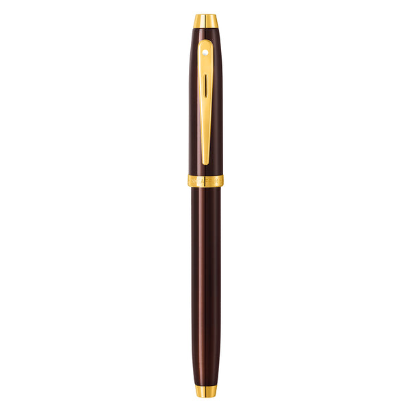 Load image into Gallery viewer, Sheaffer 100 E9370 Glossy Coffee Brown With PVD Gold-Tone Trim Rollerball Pen (WW30)