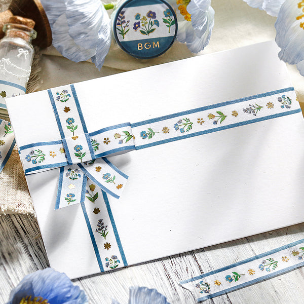 Load image into Gallery viewer, (DC) BGM Foil Stamping Masking Tape - Flower Ribbon