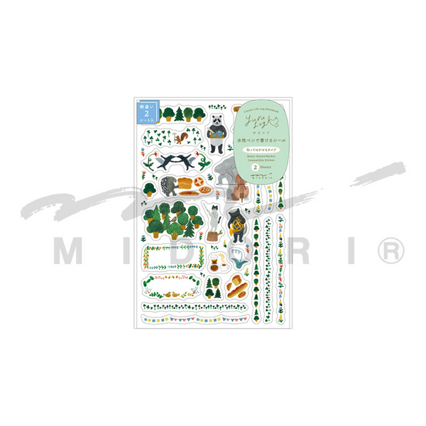 이미지를 갤러리 뷰어에 로드 , Midori Yuru Log Sticker (2 Sheets) - Forest Animal