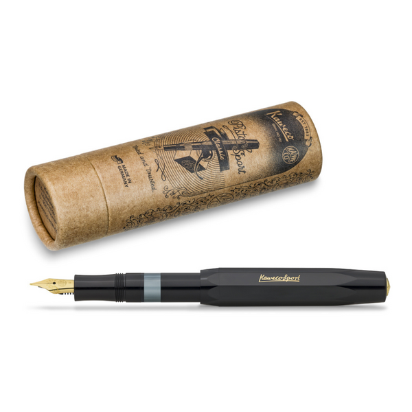 将图片加载到图库查看器,Kaweco Piston Sport Classic Fountain Pen - Black with Gold Nib