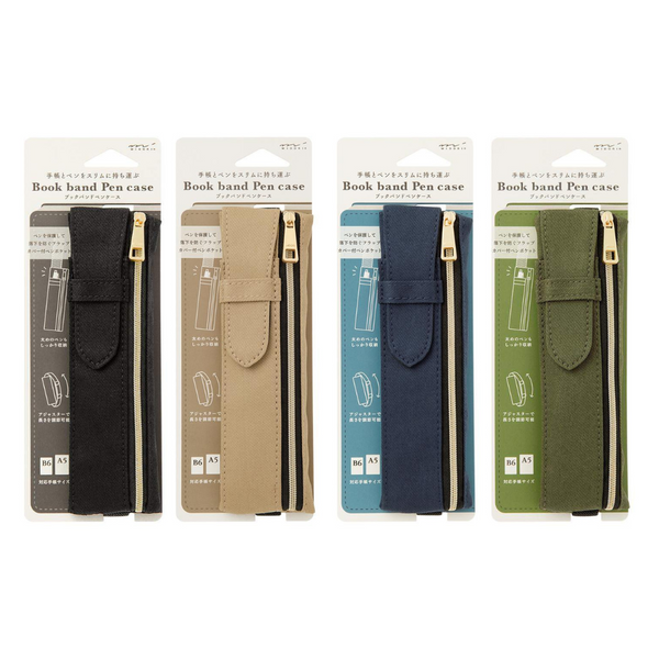 이미지를 갤러리 뷰어에 로드 , Midori Book Band Pen Case For B6 A5 Notebook Khaki