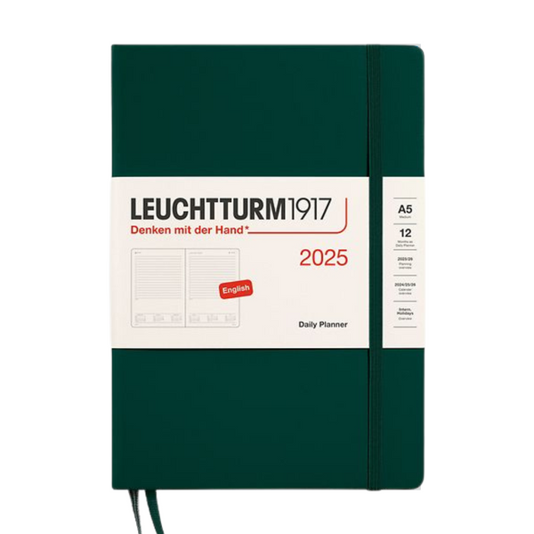 이미지를 갤러리 뷰어에 로드 , Leuchtturm1917 A5 Medium Daily Planner 2025 - Forest Green