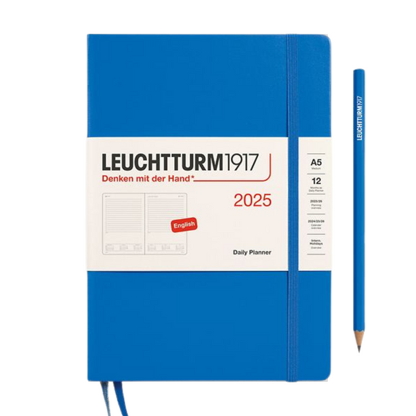 将图片加载到图库查看器,Leuchtturm1917 A5 Medium Hardcover Daily Planner 2025 - Sky