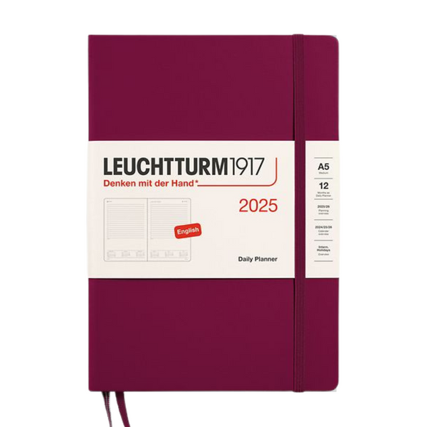 이미지를 갤러리 뷰어에 로드 , Leuchtturm1917 A5 Medium Daily Planner 2025 - Port Red