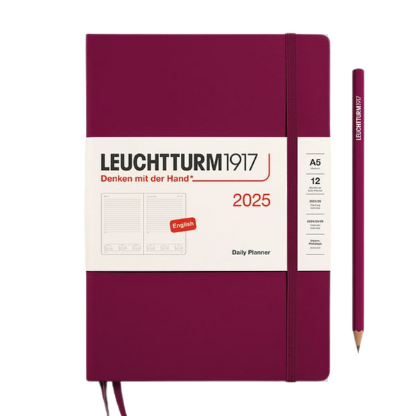 이미지를 갤러리 뷰어에 로드 , Leuchtturm1917 A5 Medium Daily Planner 2025 - Port Red