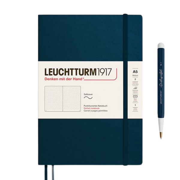 画像をギャラリービューアに読み込む, Leuchtturm1917 A5 Medium Softcover Notebook - Dotted / Deep Sea