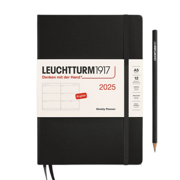 将图片加载到图库查看器,Leuchtturm1917 A5 Medium Hardcover Weekly Planner 2025 - Black