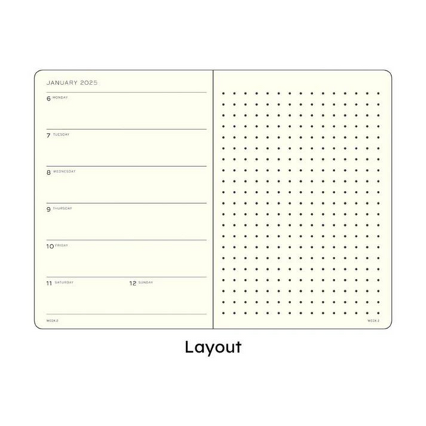 将图片加载到图库查看器,Leuchtturm1917 A5 Medium Hardcover Weekly Planner & Notebook 2025 - Dotted / Black