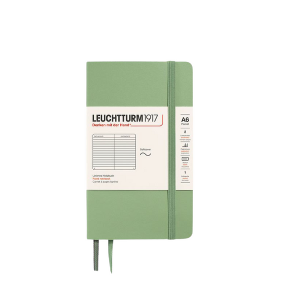 Load image into Gallery viewer, Leuchtturm1917 A6 Pocket Softcover Notebook - Ruled / Sage