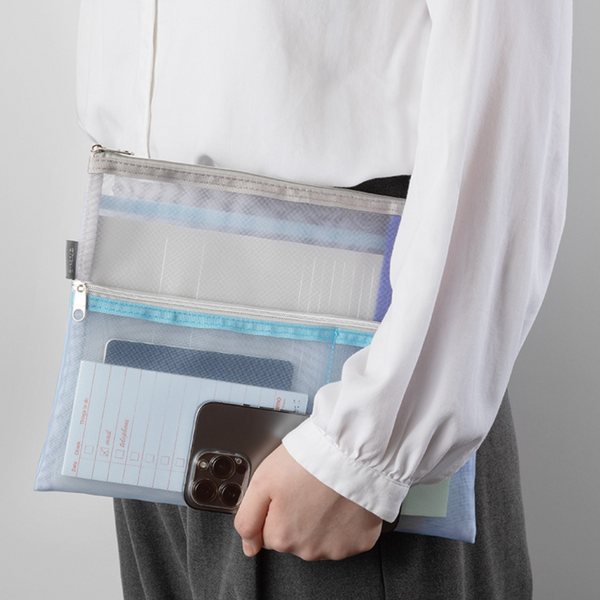 将图片加载到图库查看器,Midori Pen & Tool Pouch (B5) Mesh - Light Blue