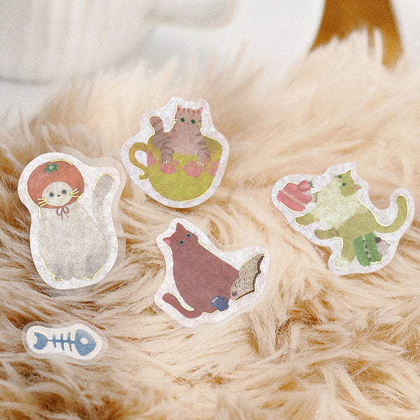 画像をギャラリービューアに読み込む, BGM Foil Stamping Flake Seal: Nyan Cafe - Orange