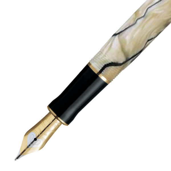 将图片加载到图库查看器,Parker Duofold Demi Pearl Black PT Fountain Pen - Medium Nib