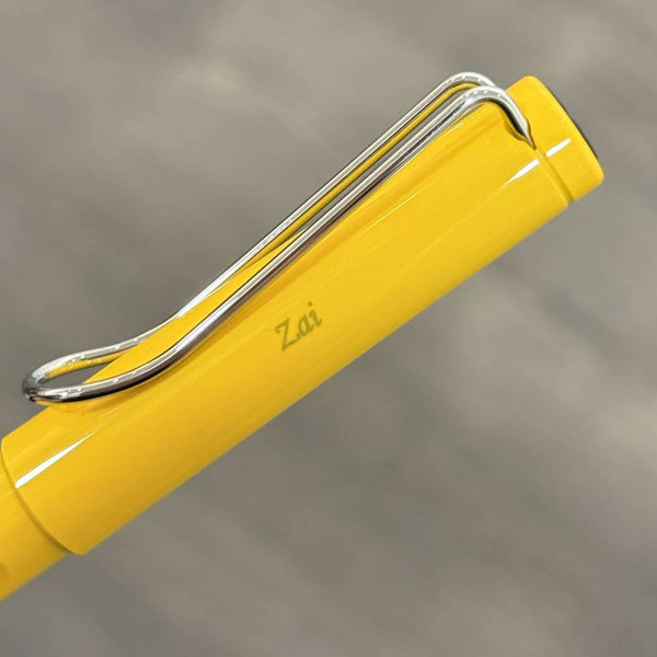 이미지를 갤러리 뷰어에 로드 , Personalized Name Engraving On Lamy Safari Rollerball Pen Yellow