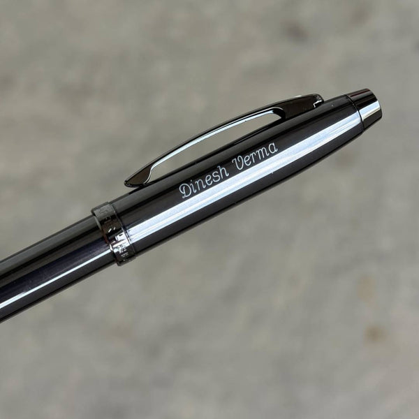 Load image into Gallery viewer, Personalized Name Engraving On Sheaffer 100 9375 Rollerball Pen - Ionic Gunmetal Grey with Shiny PVD Trims