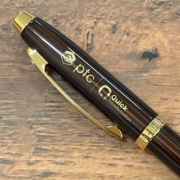 Load image into Gallery viewer, Personalized Name Engraving On Sheaffer 100 E9370 Rollerball Pen - Coffee Brown with PVD Gold-tone Trims