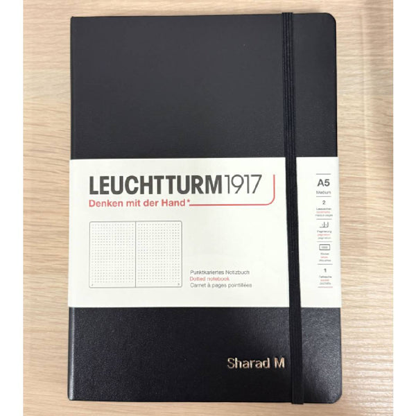 Load image into Gallery viewer, Personalized Name Embossing on Leuchtturm1917 A5 Medium Hardcover Notebook - Dotted / Black