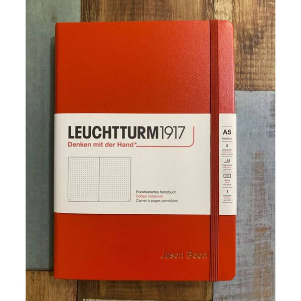 Load image into Gallery viewer, Personalized Name Embossing on Leuchtturm1917 Natural Colours A5 Medium Hardcover Notebook - Fox Red