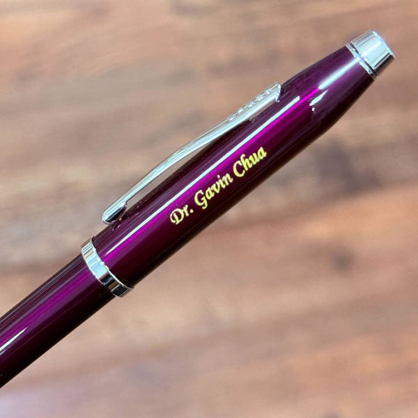 画像をギャラリービューアに読み込む, Personalised-name-engraving-on-cross-century-ii-fountain-pen-translucent-plum-lacquer