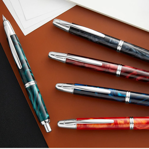 将图片加载到图库查看器,Pilot Capless (Vanish Point) SE Fountain Pen Marble Black,Marble Green,Marble Blue,Marble Orange,Marble Red,18K Gold Rhodium-plated Nib,Marble Black - Fine/Medium