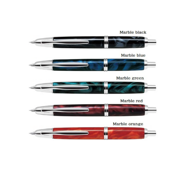 将图片加载到图库查看器,Pilot Capless (Vanish Point) SE Fountain Pen Marble Black,Marble Green,Marble Blue,Marble Orange,Marble Red,18K Gold Rhodium-plated Nib,Marble Black - Fine/Medium