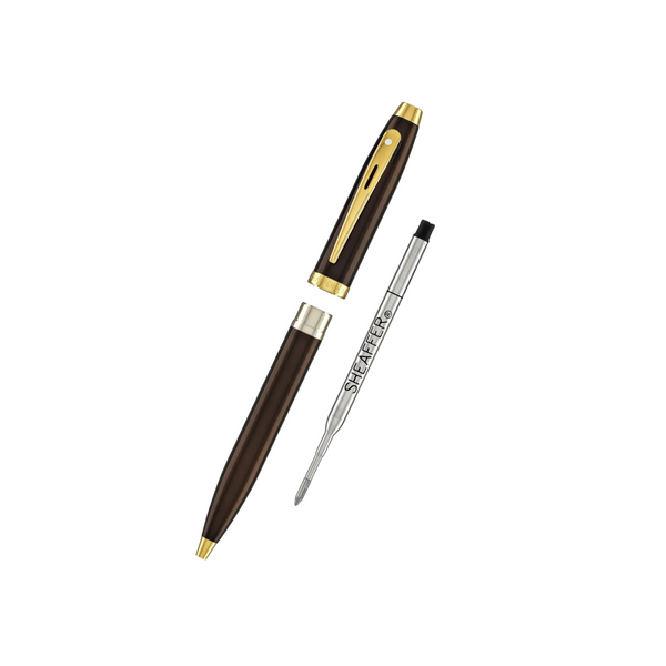 Load image into Gallery viewer, Sheaffer 100 E9370 Ballpoint Pen - Coffee Brown with PVD Gold-tone Trims