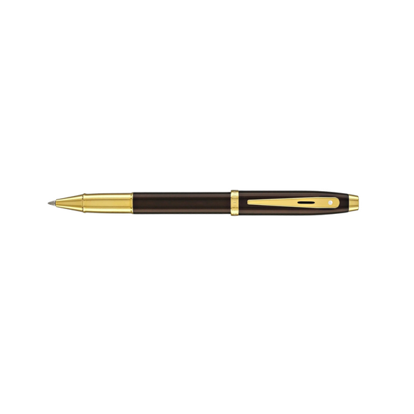 Load image into Gallery viewer, Sheaffer 100 E9370 Rollerball Pen - Coffee Brown with PVD Gold-tone Trims