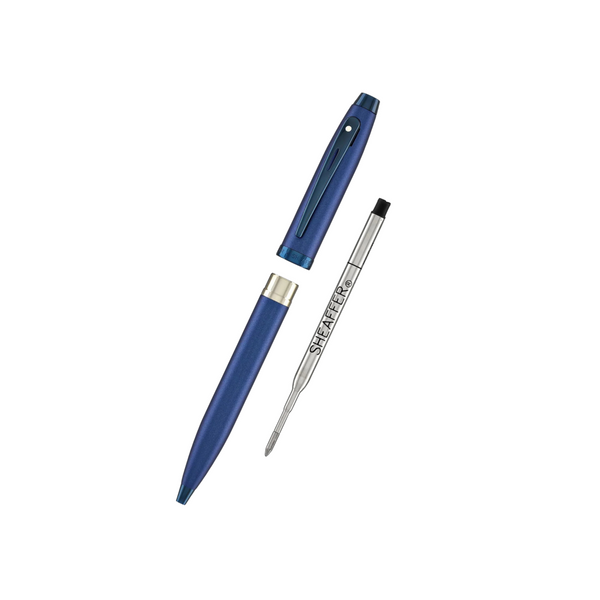 Load image into Gallery viewer, Sheaffer 100 E9371 Ballpoint Pen - Satin Blue with PVD Blue Trims