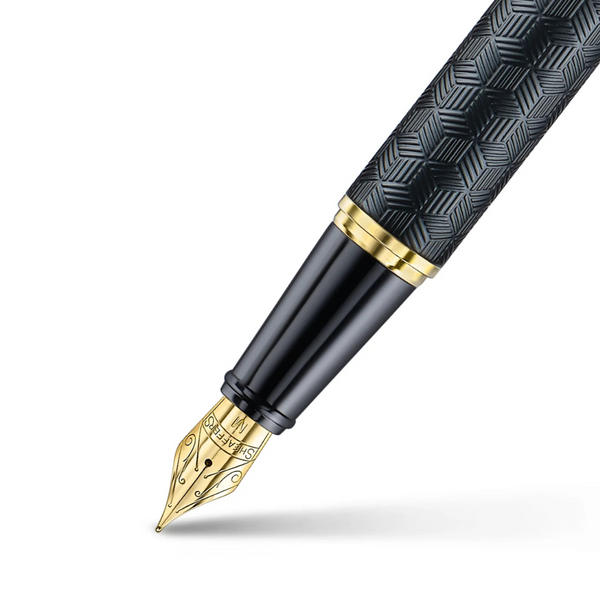 Load image into Gallery viewer, Sheaffer 300 9347 Fountain Pen - Engraved Black with Chrome Cap and Gold Trims