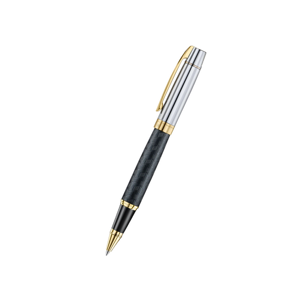 Load image into Gallery viewer, Sheaffer 300 9347 Rollerball Pen - Engraved Black with Chrome Cap and Gold Trims