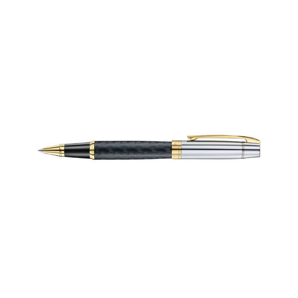 Load image into Gallery viewer, Sheaffer 300 9347 Rollerball Pen - Engraved Black with Chrome Cap and Gold Trims
