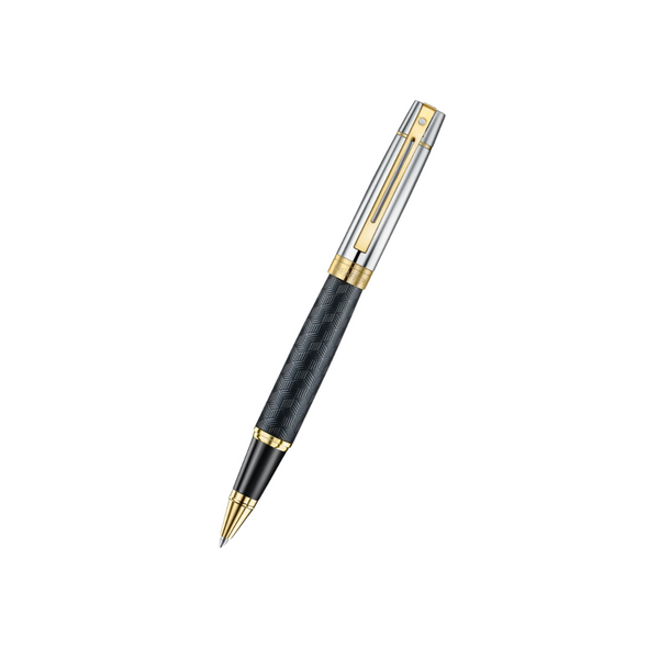 Load image into Gallery viewer, Sheaffer 300 9347 Rollerball Pen - Engraved Black with Chrome Cap and Gold Trims