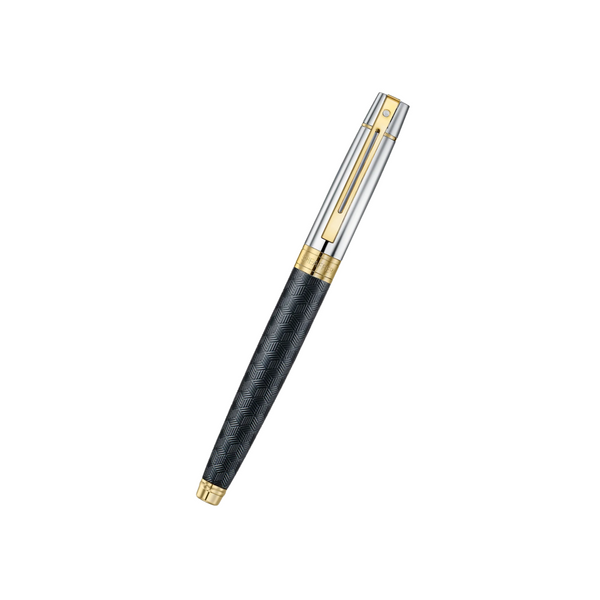 Load image into Gallery viewer, Sheaffer 300 9347 Rollerball Pen - Engraved Black with Chrome Cap and Gold Trims