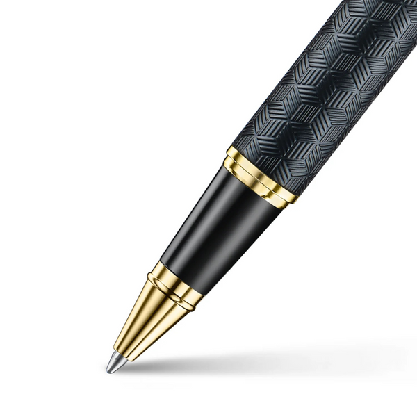 Load image into Gallery viewer, Sheaffer 300 9347 Rollerball Pen - Engraved Black with Chrome Cap and Gold Trims