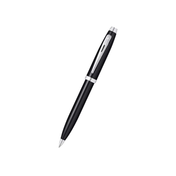 将图片加载到图库查看器,Sheaffer 100 E9338 Ballpoint Pen - Glossy Black Lacquer with Chrome Plated Trims