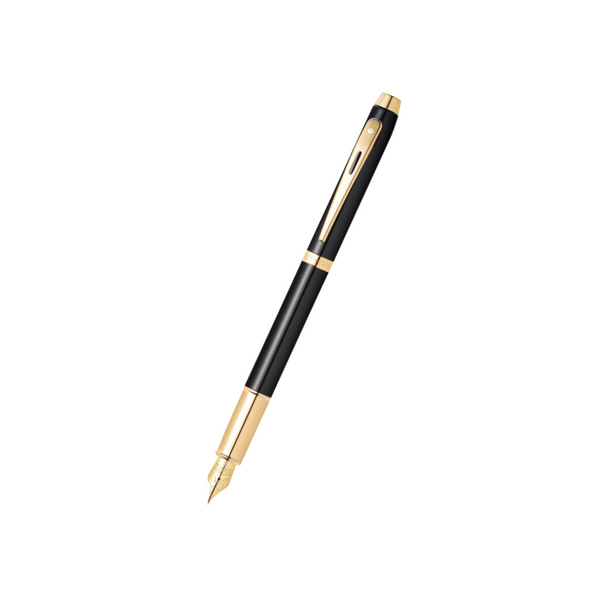 이미지를 갤러리 뷰어에 로드 , Sheaffer 100 E9322 Fountain Pen - Glossy Black with Gold-tone Trims