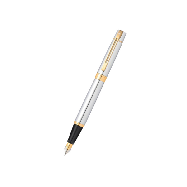 Load image into Gallery viewer, Sheaffer 300 E9342 Fountain Pen - Bright Chrome with Gold-tone Trims