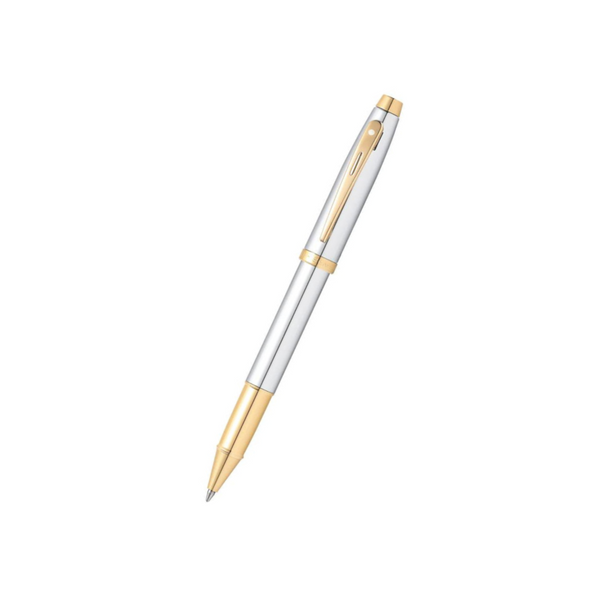 Load image into Gallery viewer, Sheaffer 100 E9340 Rollerball Pen - Bright Chrome with Gold-tone Trims