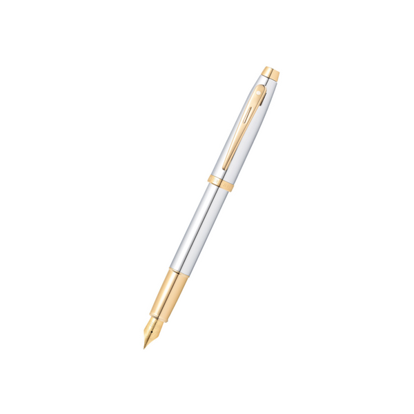 Load image into Gallery viewer, Sheaffer 100 E9340 Fountain Pen - Bright Chrome with Gold-tone Trims