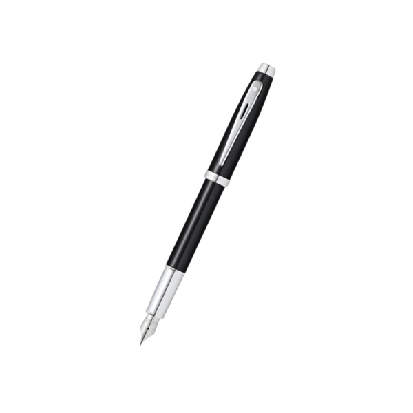 Load image into Gallery viewer, Sheaffer 100 E9338 Fountain Pen - Glossy Black Lacquer with Chrome Plated Trims