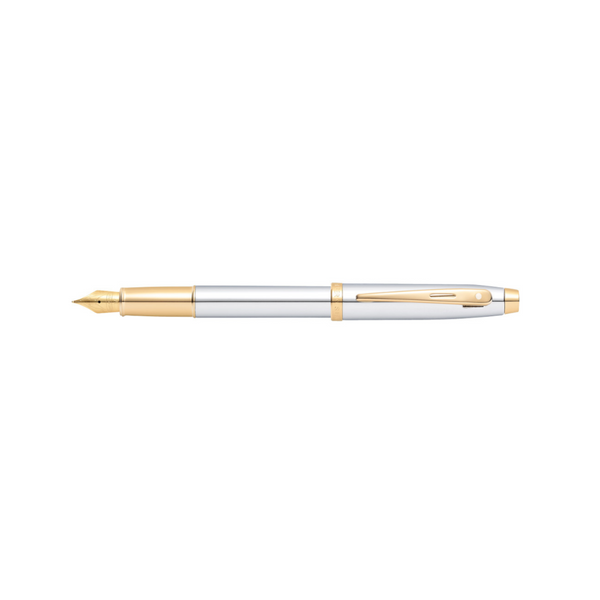 Load image into Gallery viewer, Sheaffer 100 E9340 Fountain Pen - Bright Chrome with Gold-tone Trims