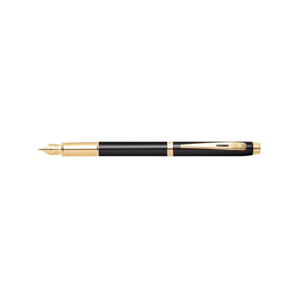 이미지를 갤러리 뷰어에 로드 , Sheaffer 100 E9322 Fountain Pen - Glossy Black with Gold-tone Trims