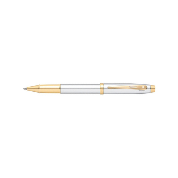 Load image into Gallery viewer, Sheaffer 100 E9340 Rollerball Pen - Bright Chrome with Gold-tone Trims