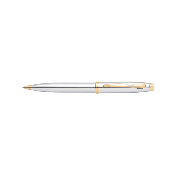 Load image into Gallery viewer, Sheaffer 100 E9340 Ballpoint Pen - Bright Chrome with Gold-tone Trims