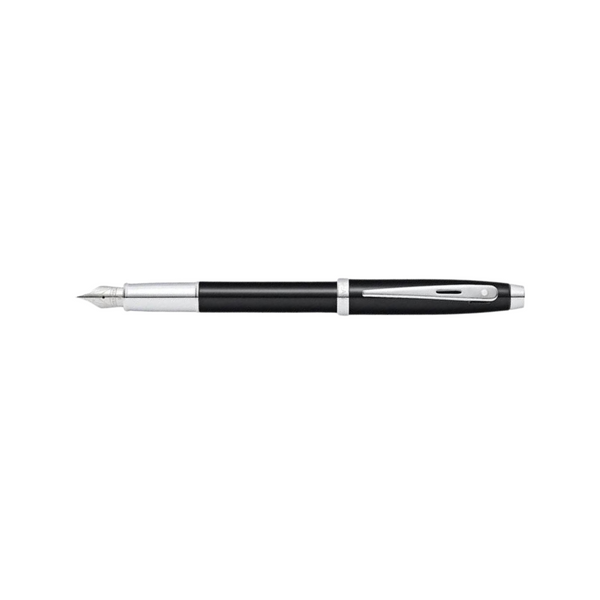 Load image into Gallery viewer, Sheaffer 100 E9338 Fountain Pen - Glossy Black Lacquer with Chrome Plated Trims