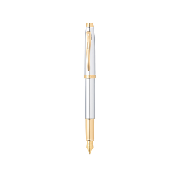 Load image into Gallery viewer, Sheaffer 100 E9340 Fountain Pen - Bright Chrome with Gold-tone Trims