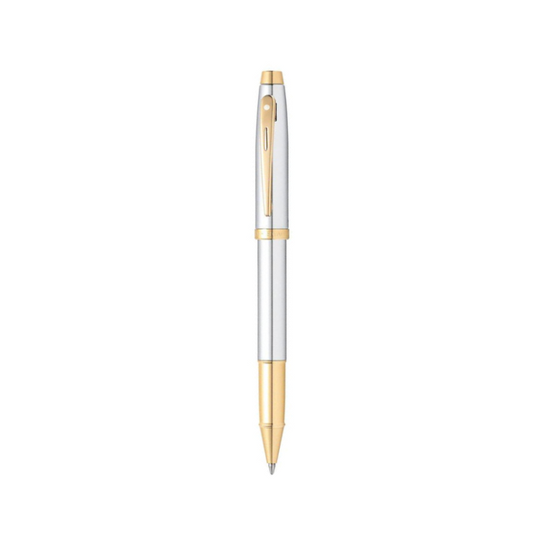 Load image into Gallery viewer, Sheaffer 100 E9340 Rollerball Pen - Bright Chrome with Gold-tone Trims